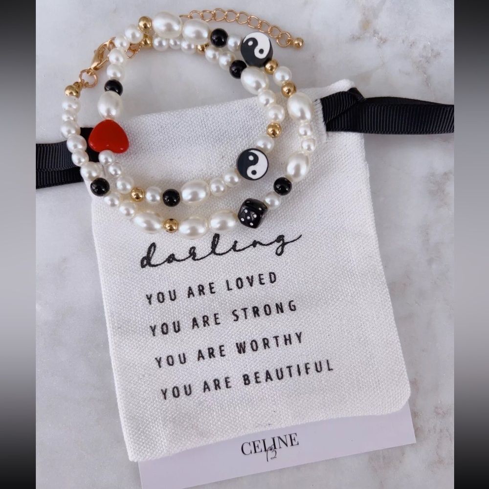 Celine13‎ Women’s Pearl Choker Necklace Bohemian with Affirmation Pouch